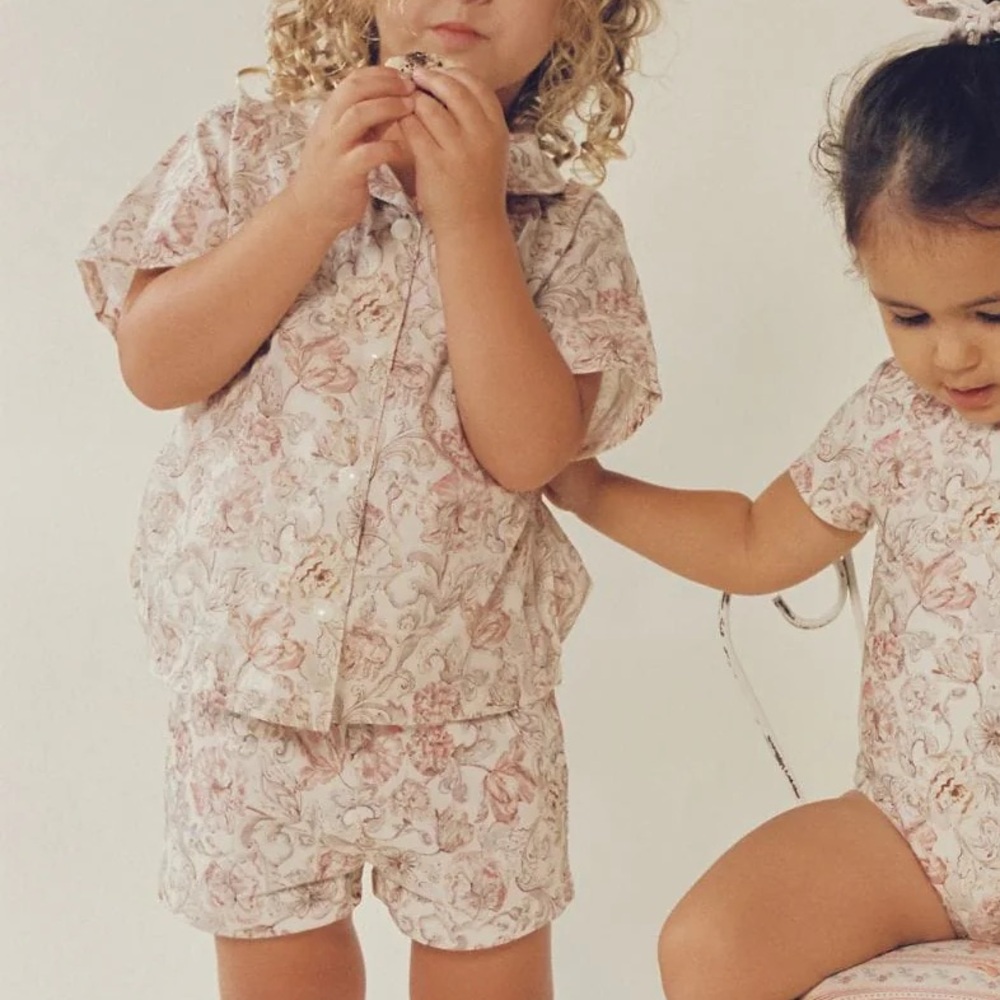 Montce Floral Kids Shirt - Beige and Pink